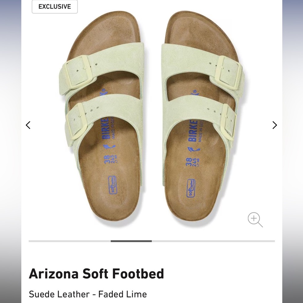 Birkenstock Arizona Soft Footbed Sandals in Light Green Suede